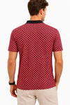 Erkek Pike Kumaş Polo Yaka Desenli Tişört Kısa Kol Yazlık T-Shirt - Kırmızı