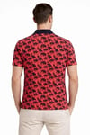 Erkek Pike Kumaş Polo Yaka Palmiye Desenli Tişört Kısa Kol Yazlık T-Shirt - Kırmızı