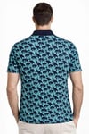 Erkek Pike Kumaş Polo Yaka Palmiye Desenli Tişört Kısa Kol Yazlık T-Shirt - Turkuaz