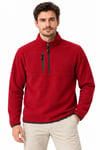 Erkek Polar Dik Yaka Yarım Fermuarlı Fermuarlı Göğüs Cepli Regular Fit Kışlık Sweatshirt - Bordo