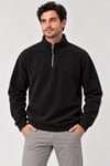 Erkek Polar Dik Yaka Yarım Fermuarlı Uzun Kollu Regular Fit Kışlık Sweatshirt - Siyah