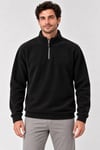 Erkek Polar Dik Yaka Yarım Fermuarlı Uzun Kollu Regular Fit Kışlık Sweatshirt - Siyah