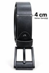 Erkek Siyah 4 Cm Metal Tokalı Kot Ve Kumaş Pantolon Kemeri