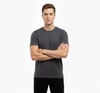Erkek T-Shirt Bisiklet Yaka Slim Fit Dar Kesim Likralı Tişört Günlük Basic Body - Füme