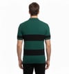 Erkek T-shirt Çizgili Triko Dokuma Kumaş Polo Yaka Yarım Fermuarlı Regular Kalıp Tişört - Çağla Yeşili