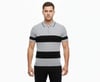 Erkek T-shirt Çizgili Triko Dokuma Kumaş Polo Yaka Yarım Fermuarlı Regular Kalıp Tişört - Gri