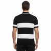 Erkek T-shirt Çizgili Triko Dokuma Kumaş Polo Yaka Yarım Fermuarlı Regular Kalıp Tişört - Siyah