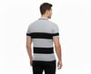 Erkek T-shirt Çizgili Triko Dokuma Kumaş Polo Yaka Yarım Fermuarlı Regular Kalıp Tişört - Gri