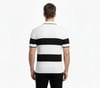 Erkek T-shirt Çizgili Triko Dokuma Kumaş Polo Yaka Yarım Fermuarlı Regular Kalıp Tişört - Beyaz