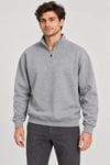 Erkek Üç İplik İçi Şardonlu Dik Yaka Yarım Fermuarlı Kışlık Sweatshirt - Grİ