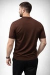 Erkek Yazlık Triko Dokuma Tişört Kısa Kol Bisiklet Yaka Örgü Desenli T-Shirt - Kahverengi