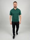 Erkek Yazlık Triko Dokuma Tişört Kısa Kol Polo Yaka T-Shirt - Koyu Yeşil
