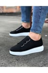 JY026 Astor Erkek Günlük Lastikli Cilt Spor Sneaker Ayakkabı CBT - Siyah
