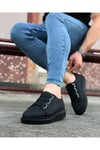 JY026 Astor Erkek Günlük Lastikli Cilt Spor Sneaker Ayakkabı CST - Siyah
