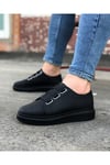 JY026 Astor Erkek Günlük Lastikli Cilt Spor Sneaker Ayakkabı CST - Siyah