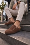JY0456 Rayn Bağcıksız Hakiki Süet Deri Erkek Günlük Mantar Taban Loafer Klasik Ayakkabı HDMT - Kahve