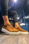 JY144 Volt Bağcıklı Süet Erkek Günlük Sneaker Yüksek Taban Ayakkabı SBT Taba
