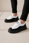 JY507 Dara Bağcıklı Cilt Erkek Günlük Sneaker Ayakkabı CST Beyaz/Siyah