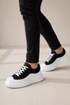 JY507 Dara Bağcıklı Süet Cilt Erkek Günlük Sneaker Ayakkabı SCBT Siyah/Beyaz