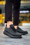 JY814 Axel Bağcıklı Cilt Erkek Günlük Sneaker Ayakkabı CST Siyah