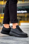 JY814 Axel Bağcıklı Cilt Erkek Günlük Sneaker Ayakkabı CST Siyah