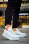 JY814 Axel Bağcıklı Cilt Erkek Günlük Sneaker Ayakkabı CBT Beyaz