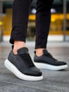 JY814 Axel Bağcıklı Cilt Erkek Günlük Sneaker Ayakkabı CBT Siyah