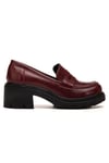 K-706 Bordo Kırışık Rugan Yüksek Tabanlı Loafer Ayakkabı