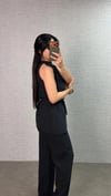 Kadın Halter Yaka Beli Kuşak Detaylı Ikili Takım