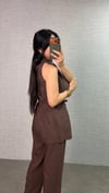Kadın Halter Yaka Beli Kuşak Detaylı Ikili Takım