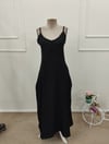 Kadın Ip Askılı V Yakalı Cep Detaylı Uzun Elbise