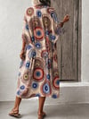 Kadın Kısa Kollu önü Açık Belden Kuşaklı Uzun Kimono