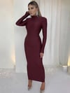 Kadın Uzun Kollu Balıkçı Yakalı Vatkalı Uzun Dalgıç Elbise