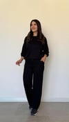 Kadın Uzun Kollu Bisiklet Yaka Viskon Iki Iplik Bluz Ve Pantolon Ikili Takım