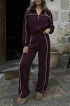 Kadın Uzun Kollu önden Fermuarlı Bluz Ve Pantolon Modal Ikili Takım