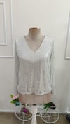 Kadın Uzun Kollu V Yakalı Pulpayetli Bluz