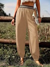Kadın Yüksek Bel Beli Lastikli Dökümlü Ve Beli şeritli Pera Pantolon