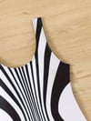 Kadın Yuvarlak Yaka Askılı Zebra Desen Baskılı Dalgıç Mayo