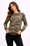 Kamuflaj Desenli 2 İplik 4 Mevsim Uzun Kollu Bisiklet Yaka Sweatshirt - Kamuflaj