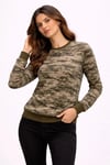 Kamuflaj Desenli 2 İplik 4 Mevsim Uzun Kollu Bisiklet Yaka Sweatshirt - Kamuflaj