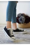 KN103 - Siyah Keten 5 cm Boy Uzatan Sneaker Kalın Taban Kısa Sıyah 5CM