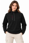 Polar Dik Yaka Yarım Fermuarlı Fermuarlı Göğüs Cepli Regular Fit Kışlık Sweatshirt - Siyah