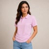 Polo Yaka Pike Kumaş Düğmeli Basic Tişört Günlük Rahat - Pembe