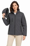 Su Geçirmez Softshell İçi Polar Astarlı Çıkarılabilir Kapüşonlu 4 Cepli Mont Ceket - Füme