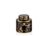 Charlotte Silindir Kapaklı Black Gold Mermer Desenli Küp 21,5cm