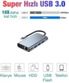 10in1 Type C To Hdmi Usb 3.0 Sd Tf Kart Rj45 Ethernet Vga 3.5mm Çevirici Çoklayıcı Hub