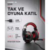 HADRON G59 USB LED 7.1 Surround Over-Ear Mikrofonlu Gaming Kulaklık PS4 Uyumlu Siyah Kırmızı