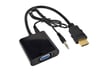 HDMI To VGA Kablo Çevirici Dönüştürücü + Ses (Siyah)