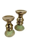 13,5x23,5cm Eskitme Seramik Bronz Şamdan