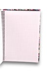 17x24cm Siyah Çiçekli Sert Kapak Kareli Spiralli Defter 96 Yaprak